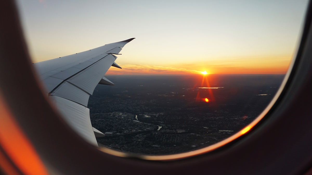 Airliner climbing through a clear sky